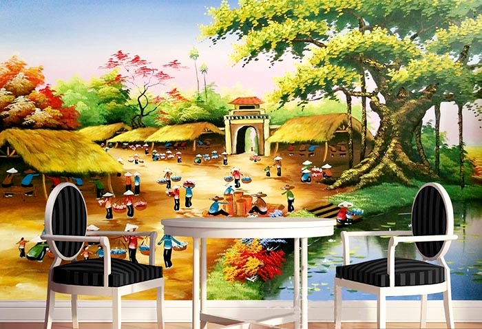 Vẽ tranh tường 3D phong cảnh gia đình tại Sơn Tây Hà Nội  TT88LHAR   LEHAIS ART
