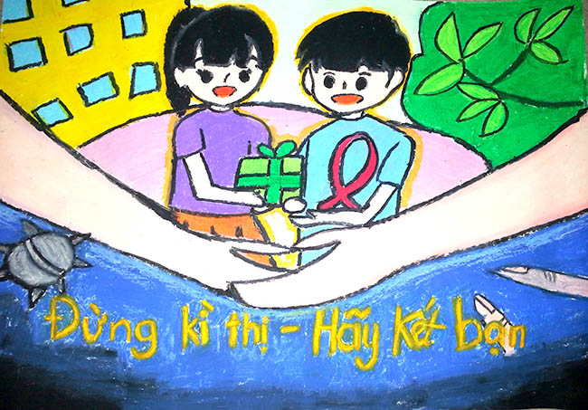 Tranh vẽ đừng kì thị hãy kết bạn - em Nguyễn Văn Long
