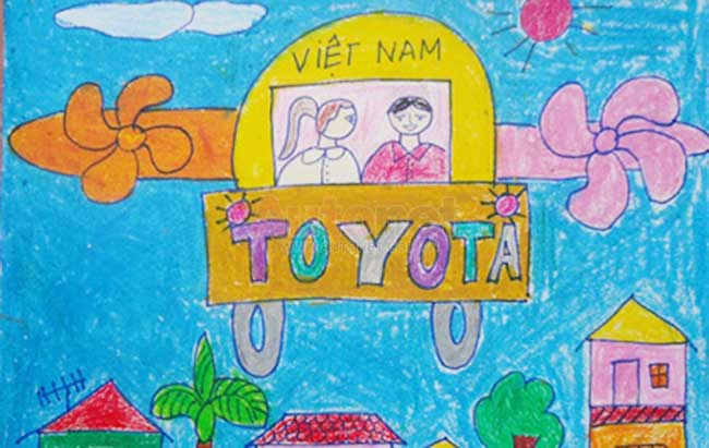 Tranh vẽ của 1 bạn nhỏ yêu xe toyota Việt Nam