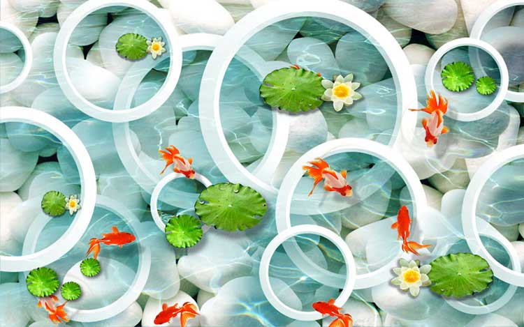 tranh cá chép hoa sen hóa rồng 3D