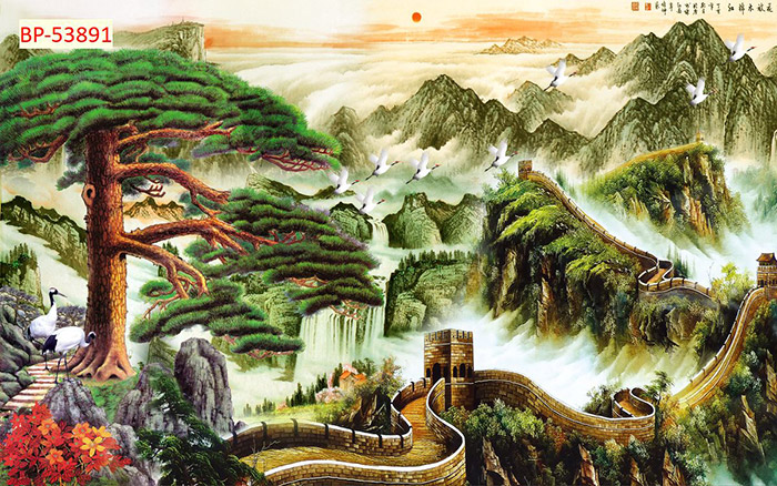 Tranh sơn thủy phong cảnh núi non hùng vĩ rất hữu tình là sự lựa chọn hàng đầu của người chơi tranh phong thủy