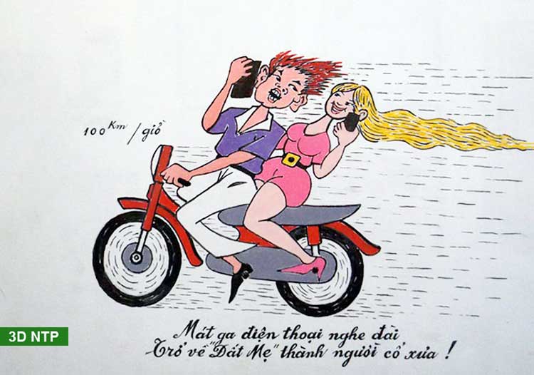 Vui vẻ Mời xem tranh biếm họa về văn hóa giao thông xe gắn máy tại Việt Nam