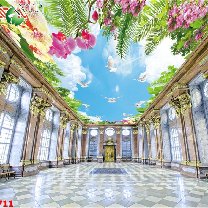 Khu vườn hoa lá được thể hiện trong các bức tranh 3D