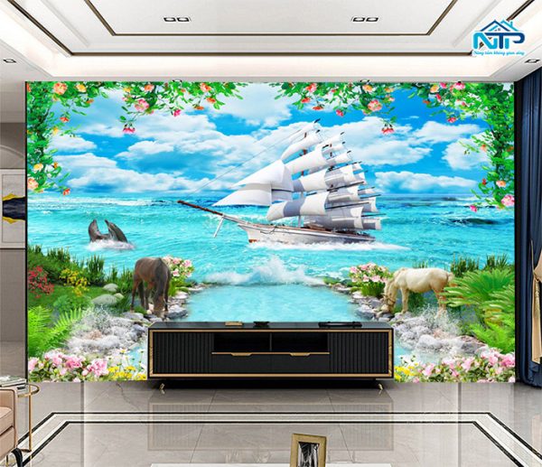 Tranh dán tường thuận buồm xuôi gió 3D TBXG06