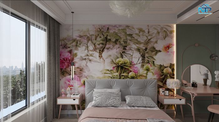 Tranh dán tường phòng ngủ vợ chồng nhẹ nhàng