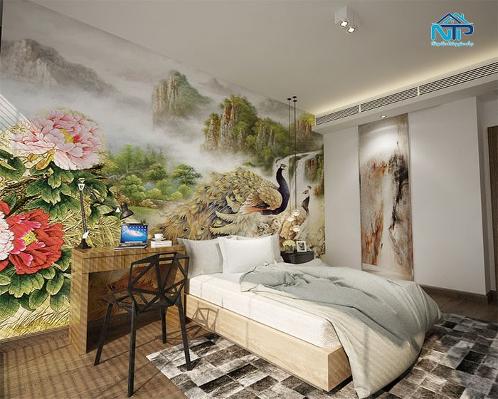 Tranh dán tường phòng ngủ vợ chồng giá rẻ, dễ thi công và dễ thay đổi mẫu mã