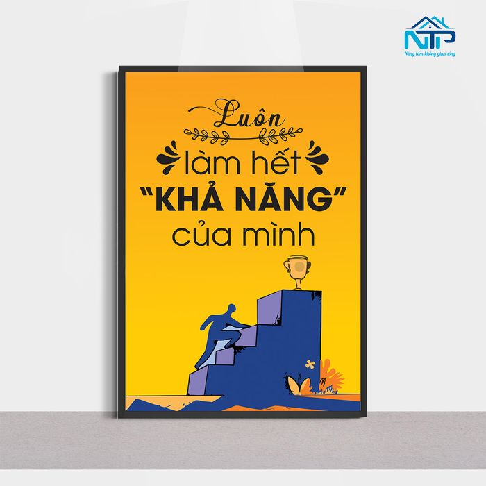 Tranh kết hợp slogan và biểu tượng động lực
