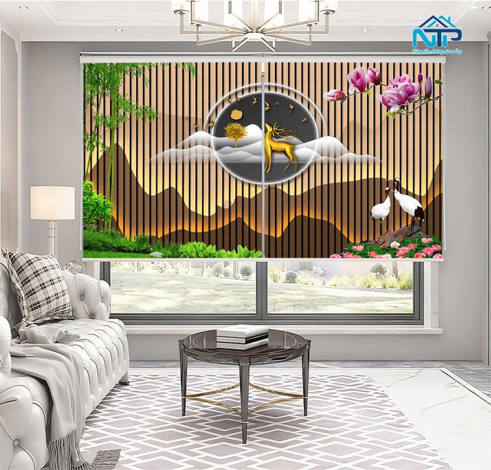 Rèm tranh giả hiệu ứng gỗ 3D sống động
