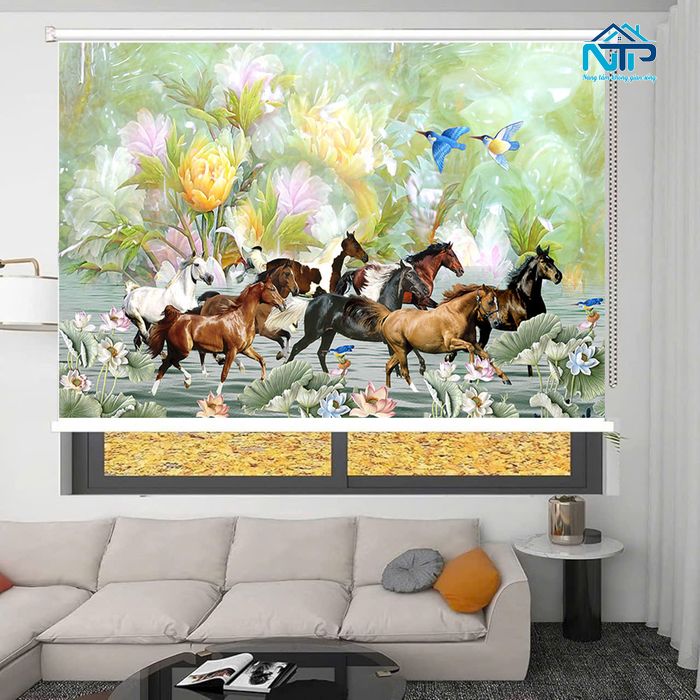 Rèm tranh mang ý nghĩa phong thủy cho phòng khách