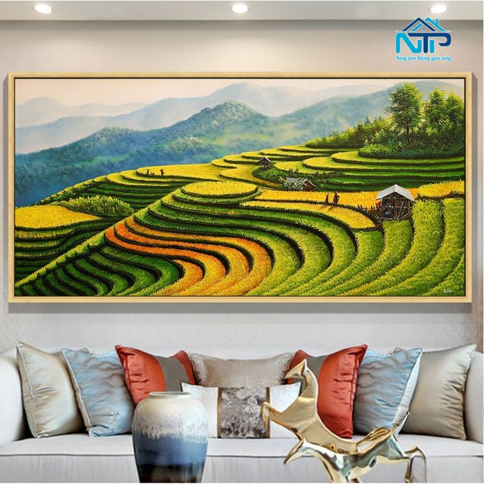Tranh đồng ruộng phối màu hài hòa