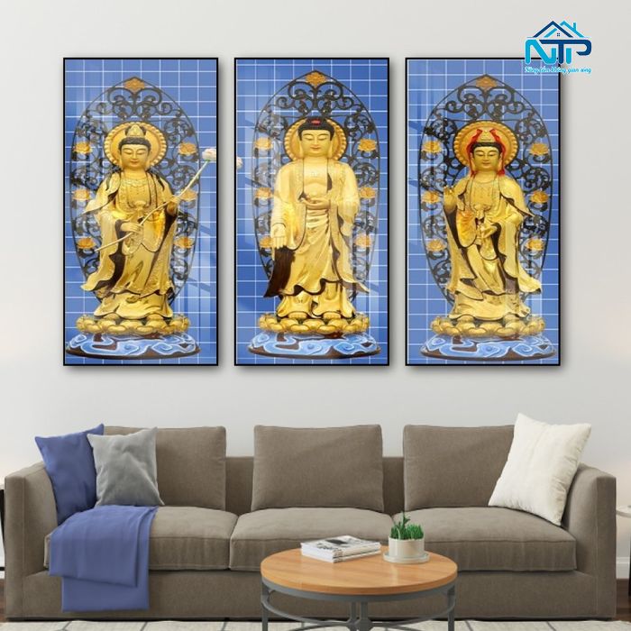 Mẫu bộ 3 tranh giả vàng