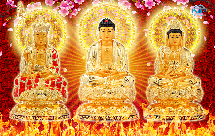 Tranh Tam Thế Phật được nhiều người lựa chọn cho góc Tâm linh