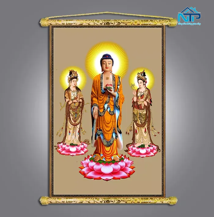 Tranh Tam Thế Phật dạng tranh cuộn