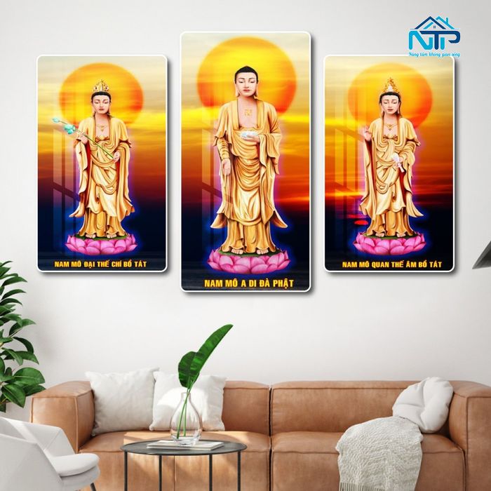 Tranh Tam Thế Phật cầu mong sự an yên