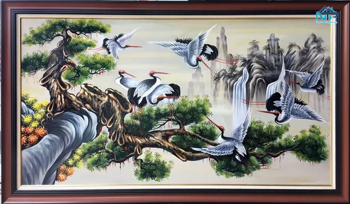Tranh Tùng Hạc biếu tặng cha mẹ, ông bà