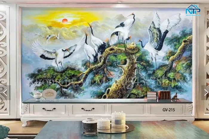 Tranh Tùng Hạc hợp với người mệnh Mộc và Thủy