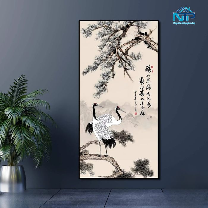 Tranh Tùng Hạc thu hút vượng khí cho không gian sống