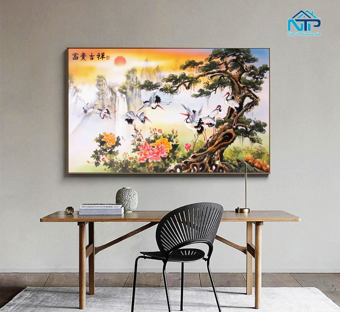 Tranh Tùng Hạc treo phòng làm việc