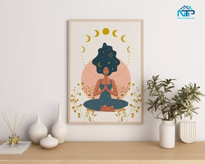 Mẫu tranh yoga phong cách hiện đại
