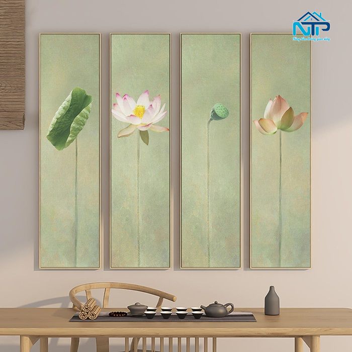 Bộ tranh hoa sen tối giản