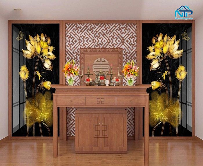 Tranh hoa sen phòng thờ mang ý nghĩa hướng về cội nguồn
