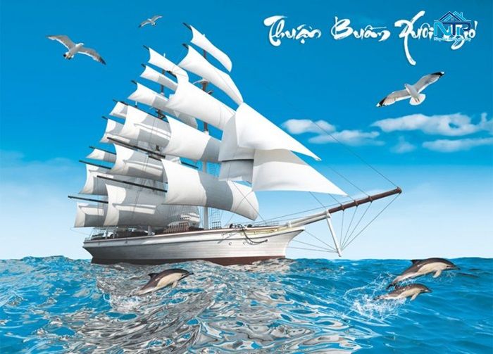 Tranh kính 3D thuận buồm xuôi gió