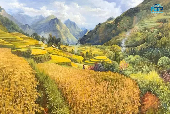 Tranh ruộng bậc thang triền núi