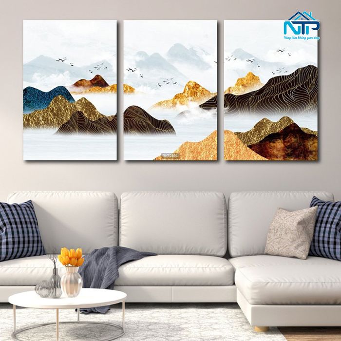 Bộ 3 bức tranh núi mây hoang sơ