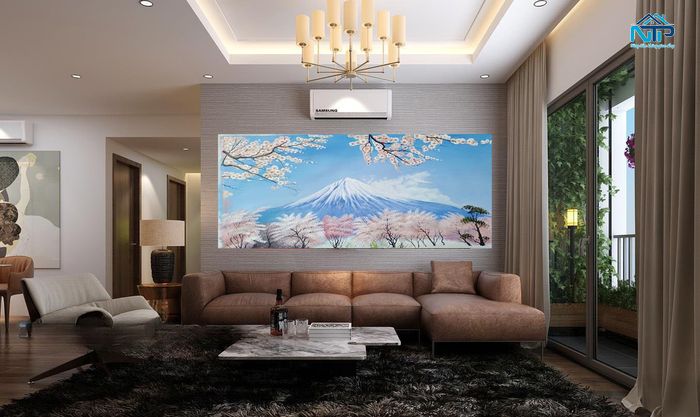 Tranh núi Phú Sĩ vào mùa hoa anh đào nở rộ