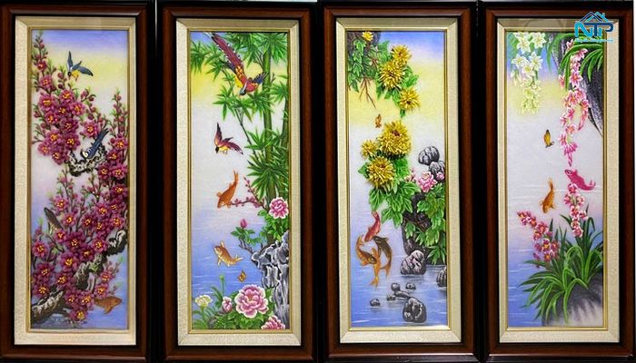 Bộ tranh tứ quý Tùng Cúc Trúc Mai
