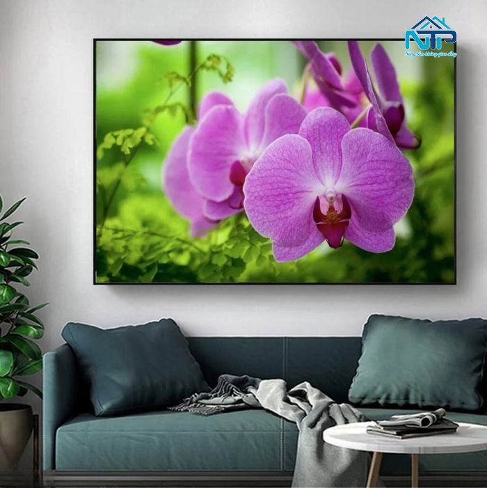 Tranh phong thủy hoa lan canvas