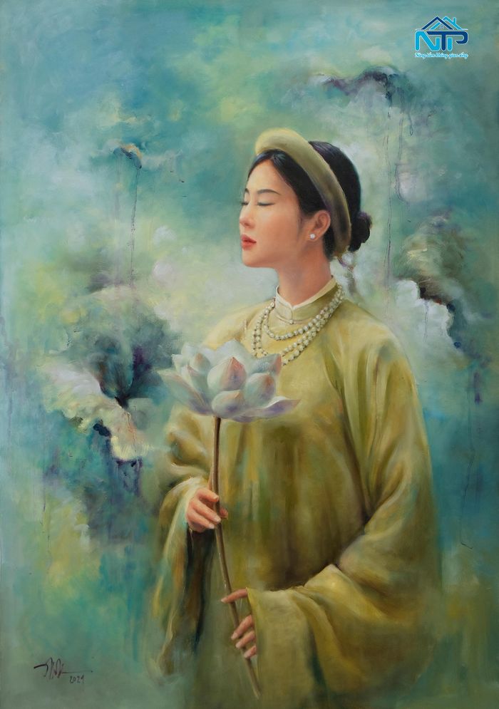 Tranh thiếu nữ mặc cổ phục