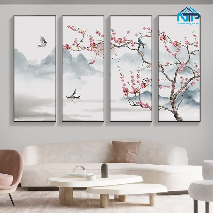 Bộ tranh thủy mặc xuân về