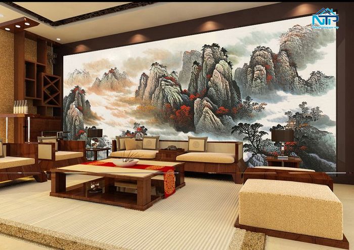 Tranh dán tường 3D thủy mặc cao cấp