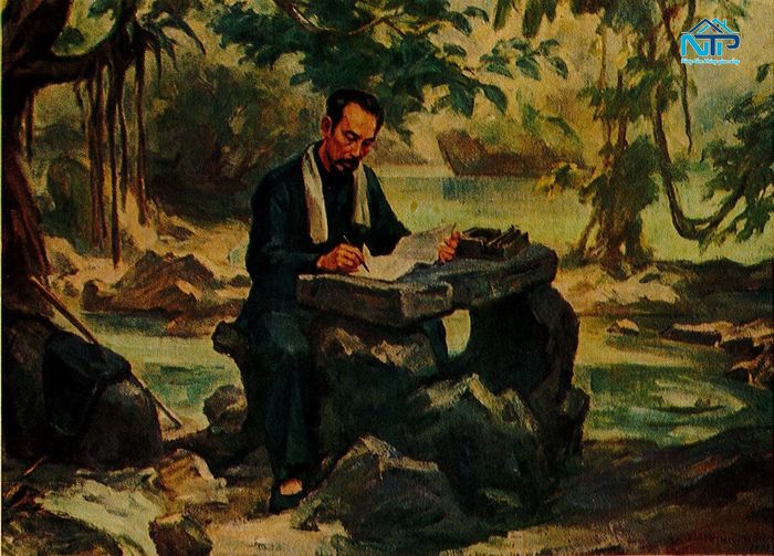 Tranh sơn dầu Bác Hồ ở Pác Pó