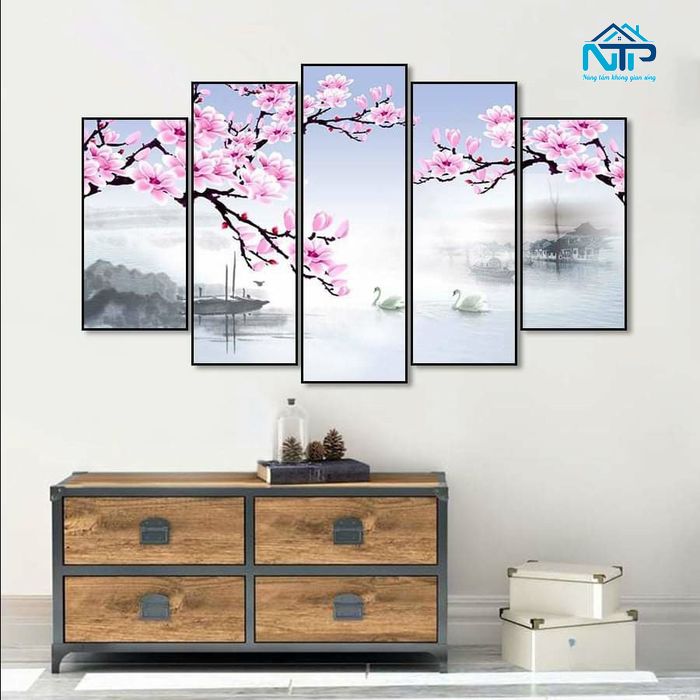 Tranh treo tường canvas hoa đào