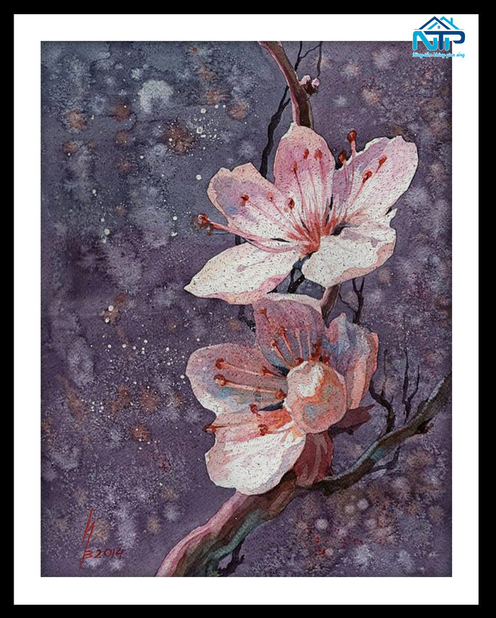 Tranh hoa đào 3D dán tường