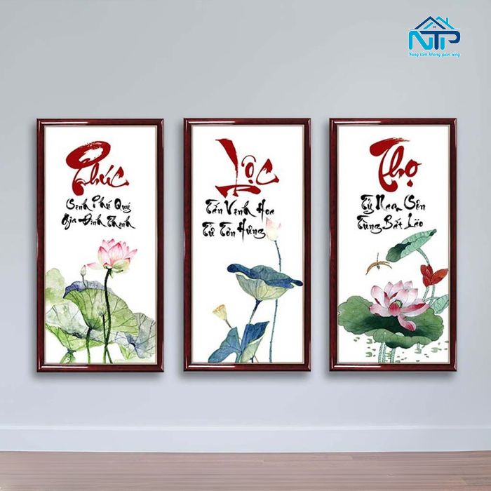 Mẫu tranh kết hợp họa tiết hoa sen
